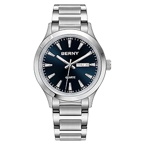 Amazon.com: BERNY Mens Solid Stainless Steel Quartz Dress